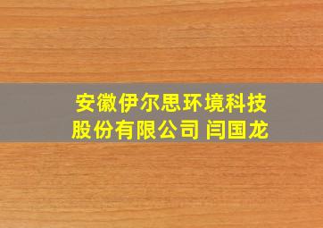 安徽伊尔思环境科技股份有限公司 闫国龙